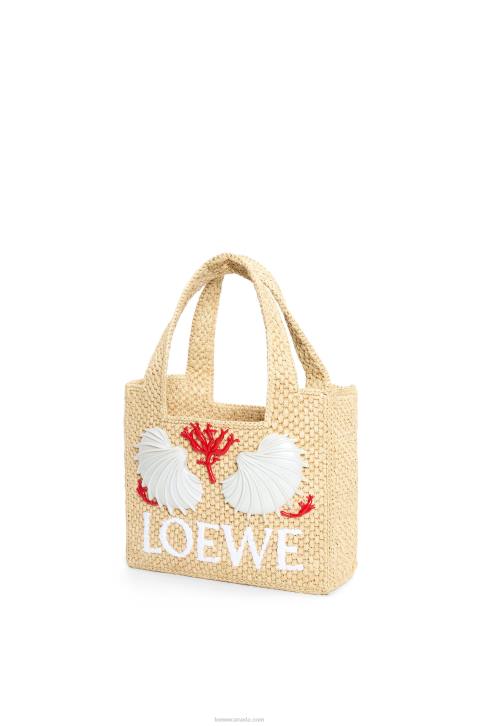 Loewe Maruja Mallo mini Font Tote in raffia 688V112 Women Natural