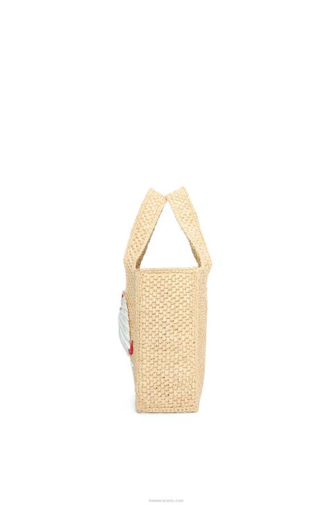 Loewe Maruja Mallo mini Font Tote in raffia 688V112 Women Natural