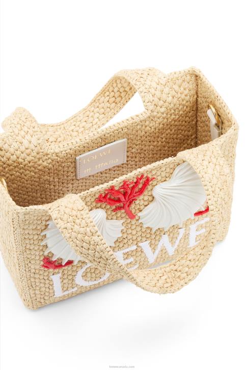 Loewe Maruja Mallo mini Font Tote in raffia 688V112 Women Natural