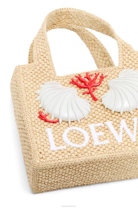Loewe Maruja Mallo mini Font Tote in raffia 688V112 Women Natural