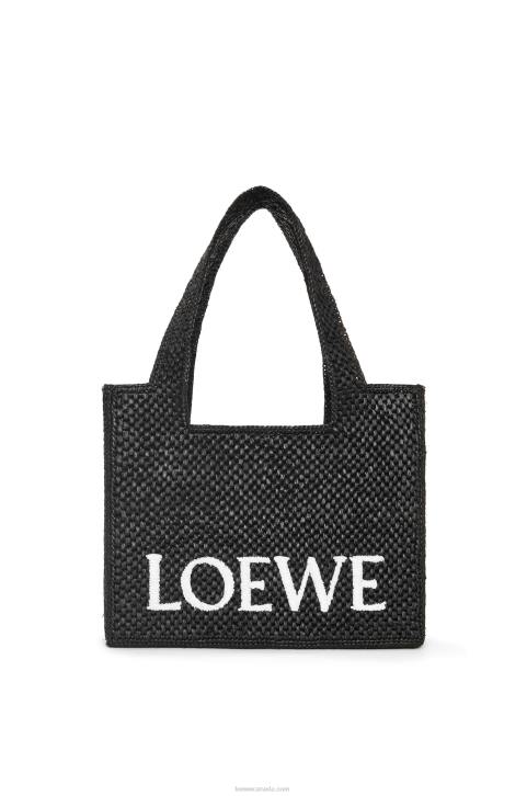 Loewe Medium Font Tote in raffia 688V12 Women Black