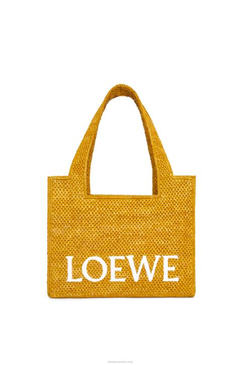 Loewe Medium Font Tote in raffia 688V13 Women Ochre