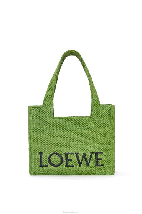Loewe Medium Font Tote in raffia 688V32 Women Green