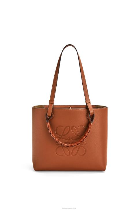 Loewe Small Anagram Tote bag in classic calfskin 688V124 Women Tan