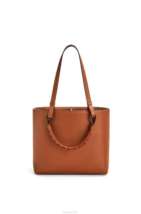 Loewe Small Anagram Tote bag in classic calfskin 688V124 Women Tan