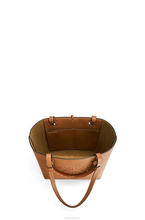 Loewe Small Anagram Tote bag in classic calfskin 688V124 Women Tan