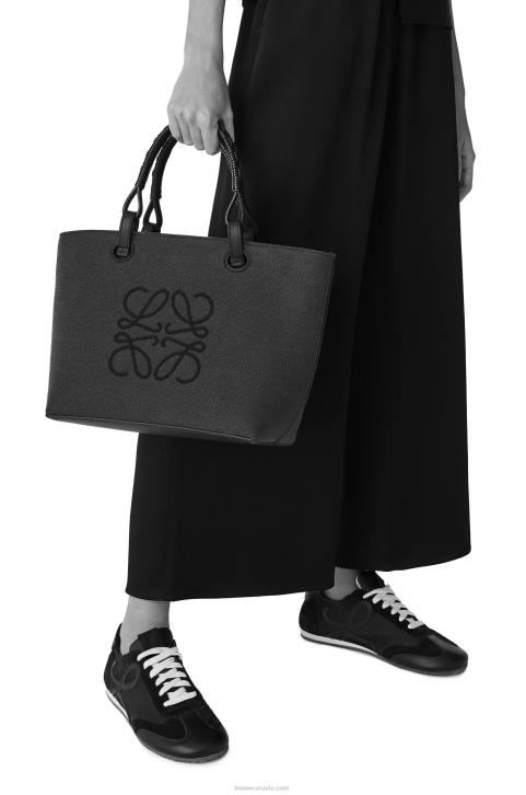 Loewe Small Anagram Tote bag in jacquard and calfskin 688V121 Women Ecru/Tan