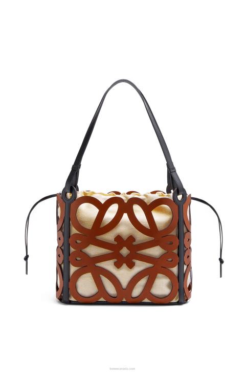 Loewe Small Anagram cut-out tote in calfskin 688V125 Women Tan