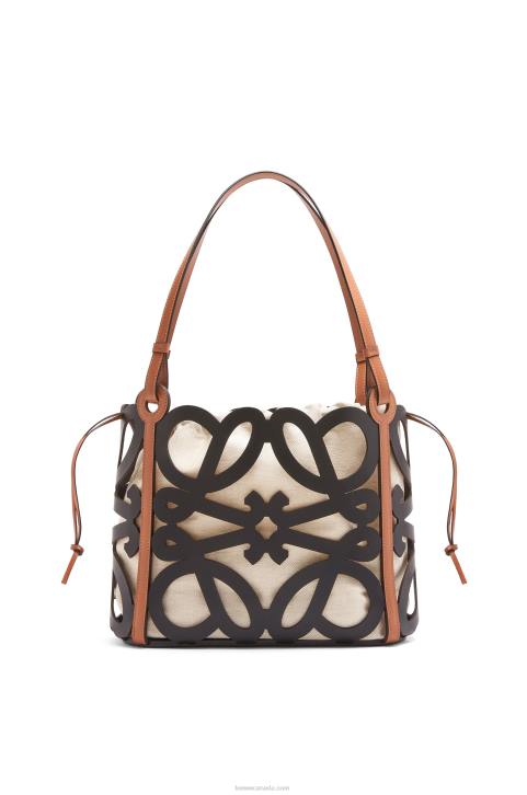 Loewe Small Anagram cut-out tote in calfskin 688V126 Women Black