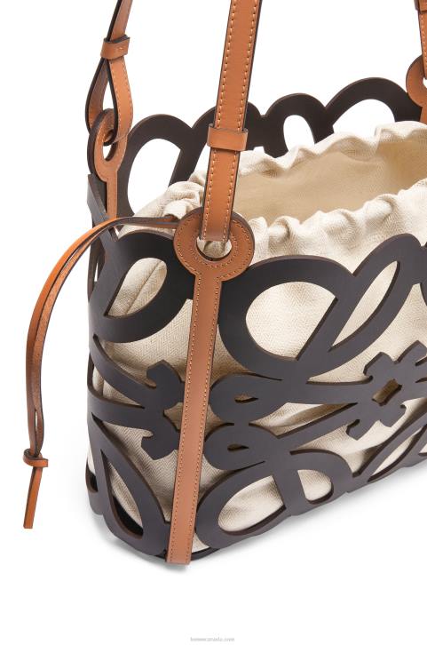 Loewe Small Anagram cut-out tote in calfskin 688V126 Women Black