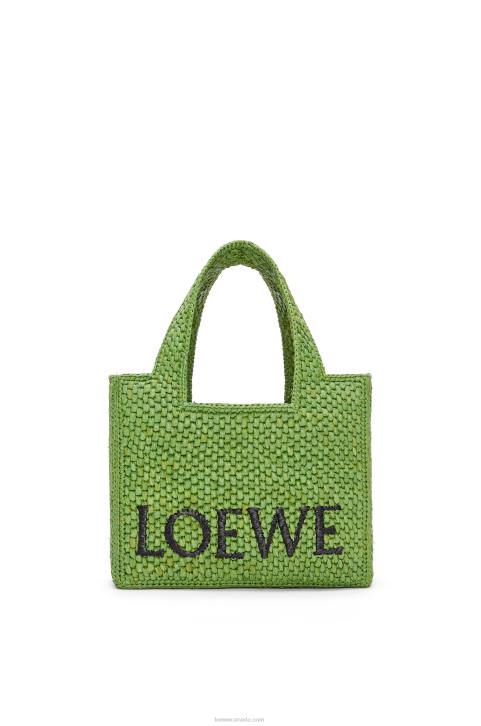 Loewe Small Font Tote in raffia 688V108 Women Green