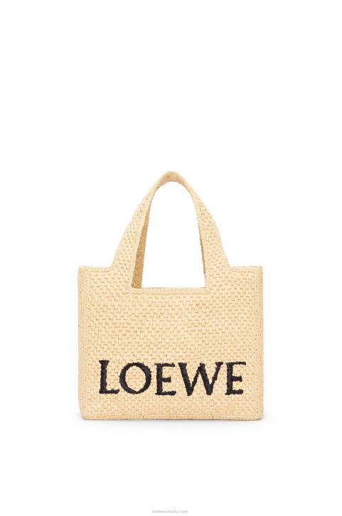 Loewe Small Font Tote in raffia 688V33 Women Natural