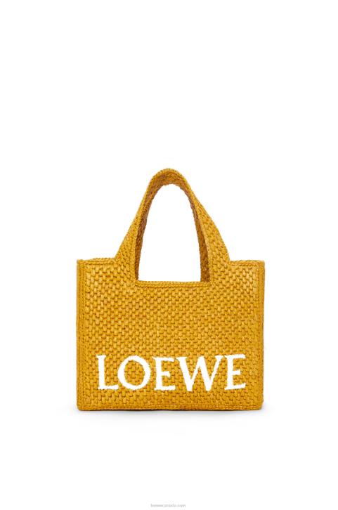 Loewe Small Font Tote in raffia 688V52 Women Ochre