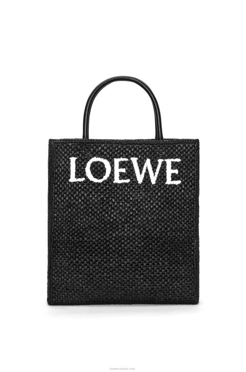 Loewe Standard A4 Tote bag in raffia 688V73 Women Black/White
