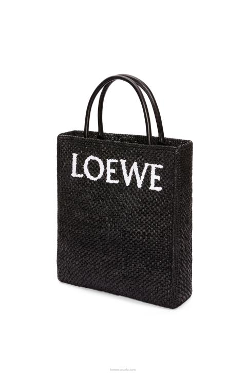 Loewe Standard A4 Tote bag in raffia 688V73 Women Black/White