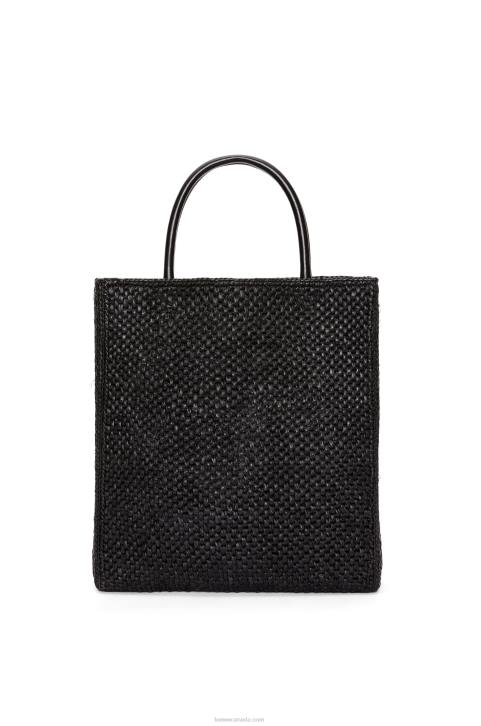 Loewe Standard A4 Tote bag in raffia 688V73 Women Black/White