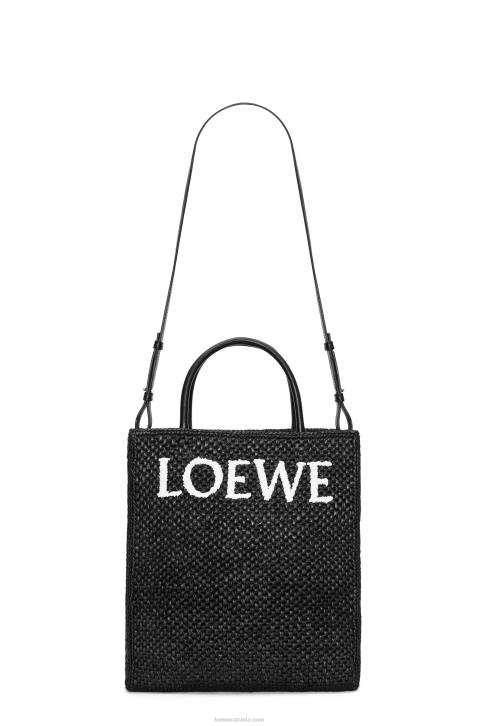 Loewe Standard A4 Tote bag in raffia 688V73 Women Black/White