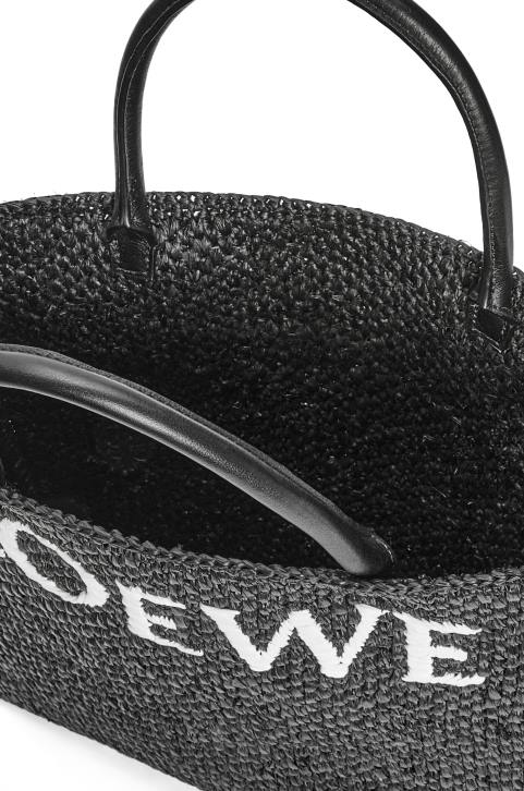 Loewe Standard A4 Tote bag in raffia 688V73 Women Black/White