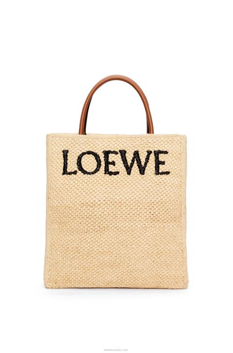 Loewe Standard A4 Tote bag in raffia 688V75 Women Natural/Black