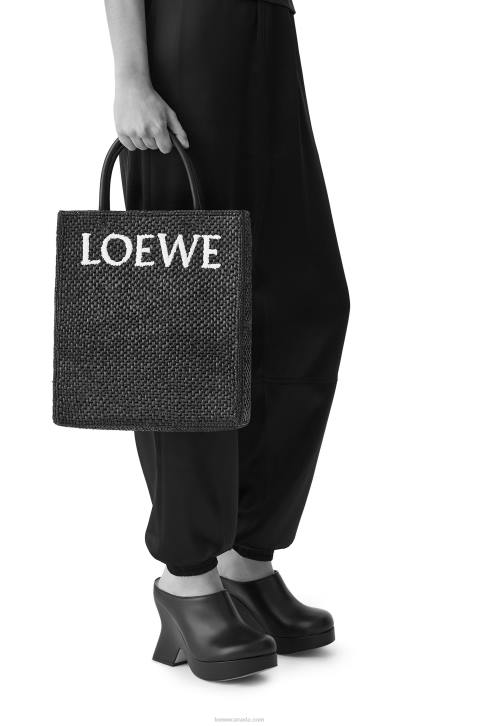 Loewe Standard A4 Tote bag in raffia 688V75 Women Natural/Black