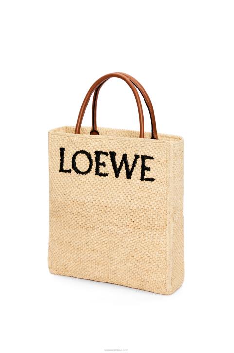 Loewe Standard A4 Tote bag in raffia 688V75 Women Natural/Black