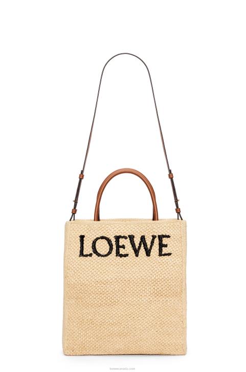 Loewe Standard A4 Tote bag in raffia 688V75 Women Natural/Black