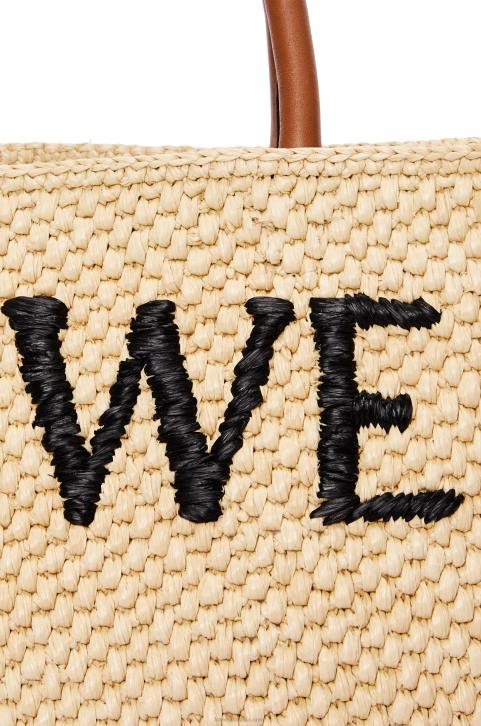 Loewe Standard A4 Tote bag in raffia 688V75 Women Natural/Black