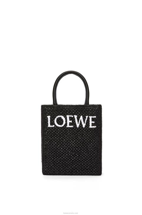 Loewe Standard A5 Tote bag in raffia 688V72 Women Black/White