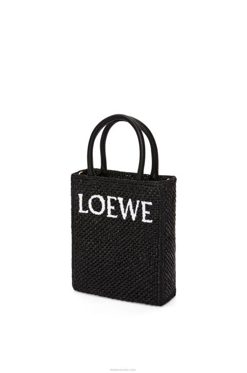 Loewe Standard A5 Tote bag in raffia 688V72 Women Black/White