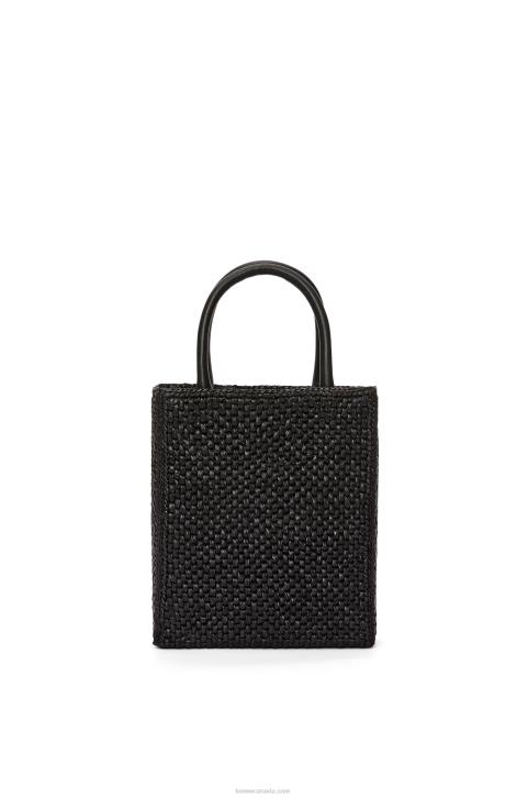 Loewe Standard A5 Tote bag in raffia 688V72 Women Black/White