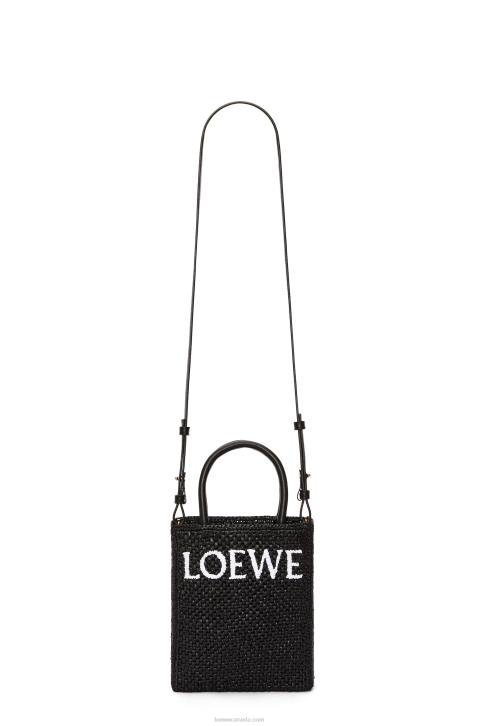 Loewe Standard A5 Tote bag in raffia 688V72 Women Black/White