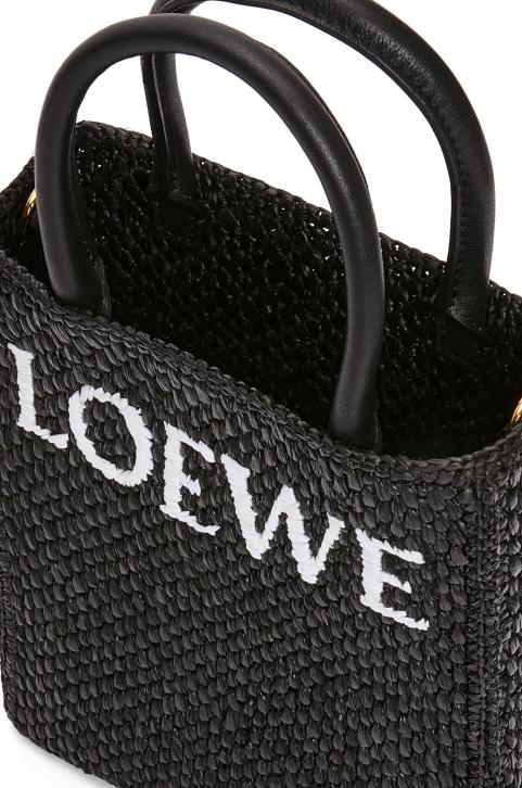Loewe Standard A5 Tote bag in raffia 688V72 Women Black/White