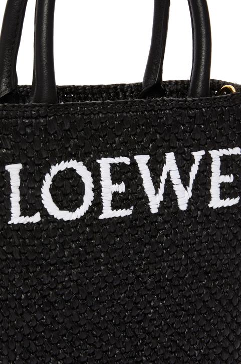Loewe Standard A5 Tote bag in raffia 688V72 Women Black/White