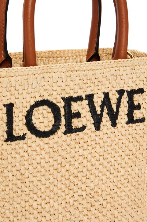 Loewe Standard A5 Tote bag in raffia 688V74 Women Natural/Black