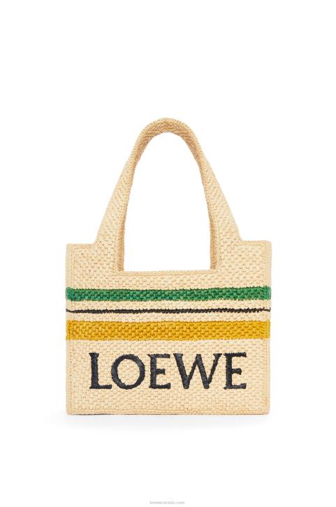 Loewe Striped Font Tote in raffia 688V14 Women Natural/Multicolor