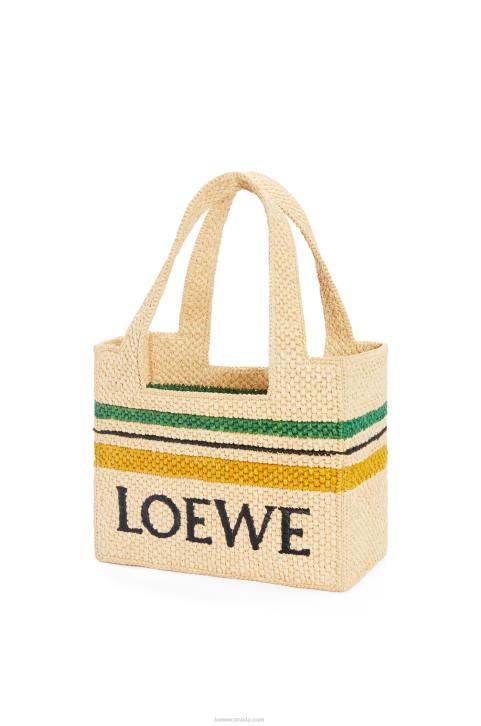 Loewe Striped Font Tote in raffia 688V14 Women Natural/Multicolor