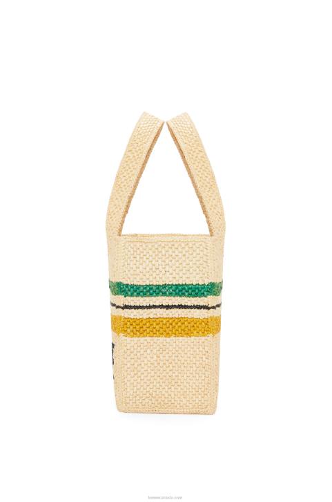 Loewe Striped Font Tote in raffia 688V14 Women Natural/Multicolor