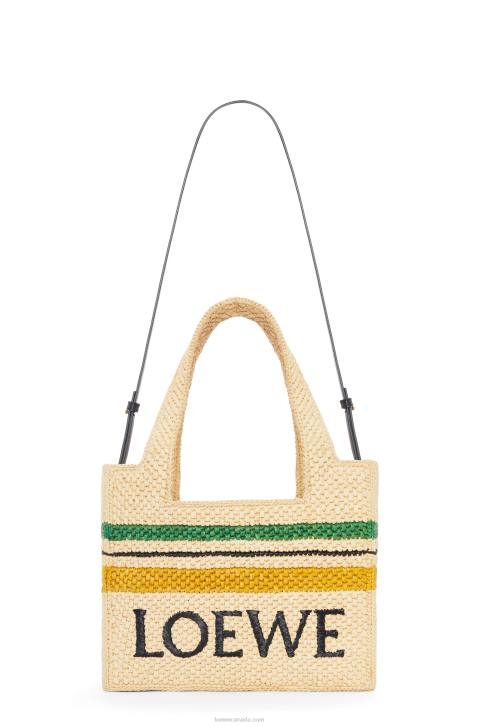 Loewe Striped Font Tote in raffia 688V14 Women Natural/Multicolor
