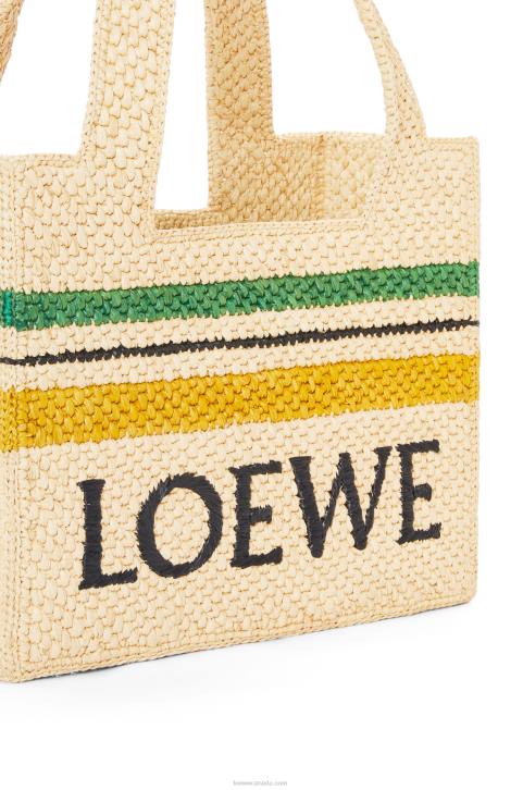 Loewe Striped Font Tote in raffia 688V14 Women Natural/Multicolor