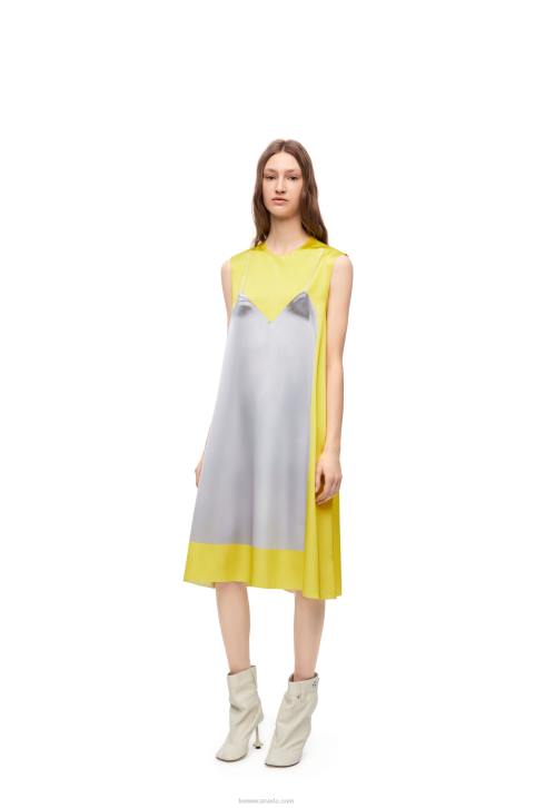 Loewe A-line dress in technical satin 688V1033 Women Yellow/Grey