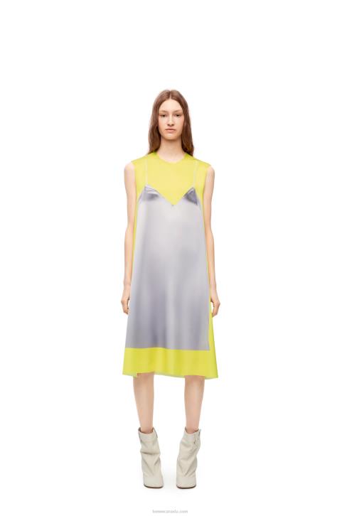 Loewe A-line dress in technical satin 688V1033 Women Yellow/Grey