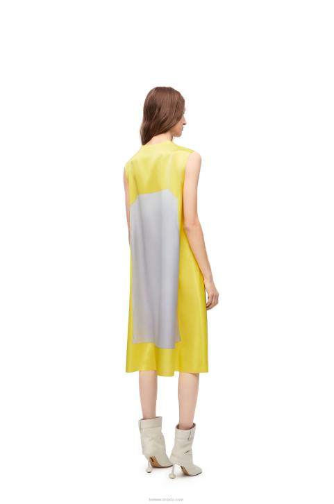 Loewe A-line dress in technical satin 688V1033 Women Yellow/Grey