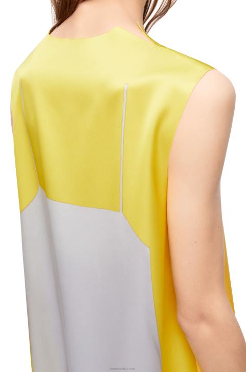 Loewe A-line dress in technical satin 688V1033 Women Yellow/Grey