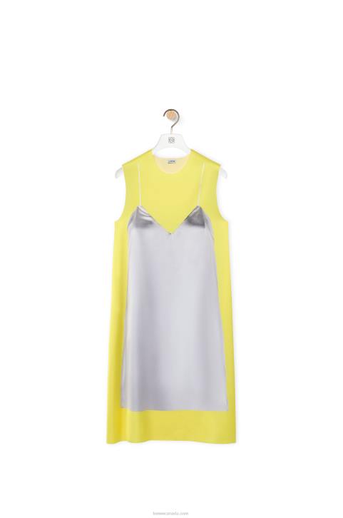 Loewe A-line dress in technical satin 688V1033 Women Yellow/Grey