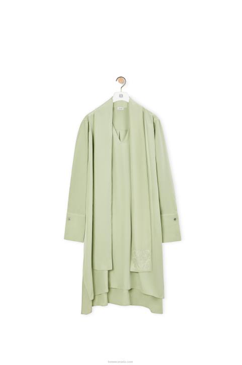 Loewe Anagram lavaliere dress in silk 688V1101 Women Pale Green