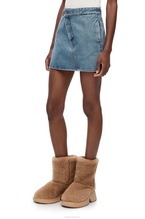Loewe Anagram mini skirt in denim 688V1186 Women Mid Blue Denim