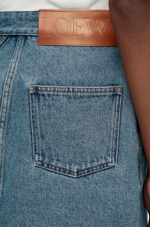 Loewe Anagram mini skirt in denim 688V1186 Women Mid Blue Denim