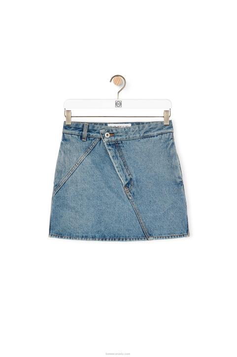Loewe Anagram mini skirt in denim 688V1186 Women Mid Blue Denim
