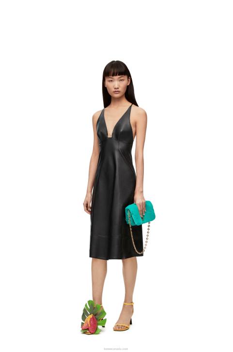 Loewe Anagram strappy dress in nappa 688V1071 Women Black