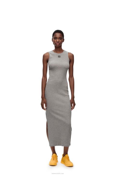 Loewe Anagram tank dress in cotton 688V1090 Women Grey Melange
